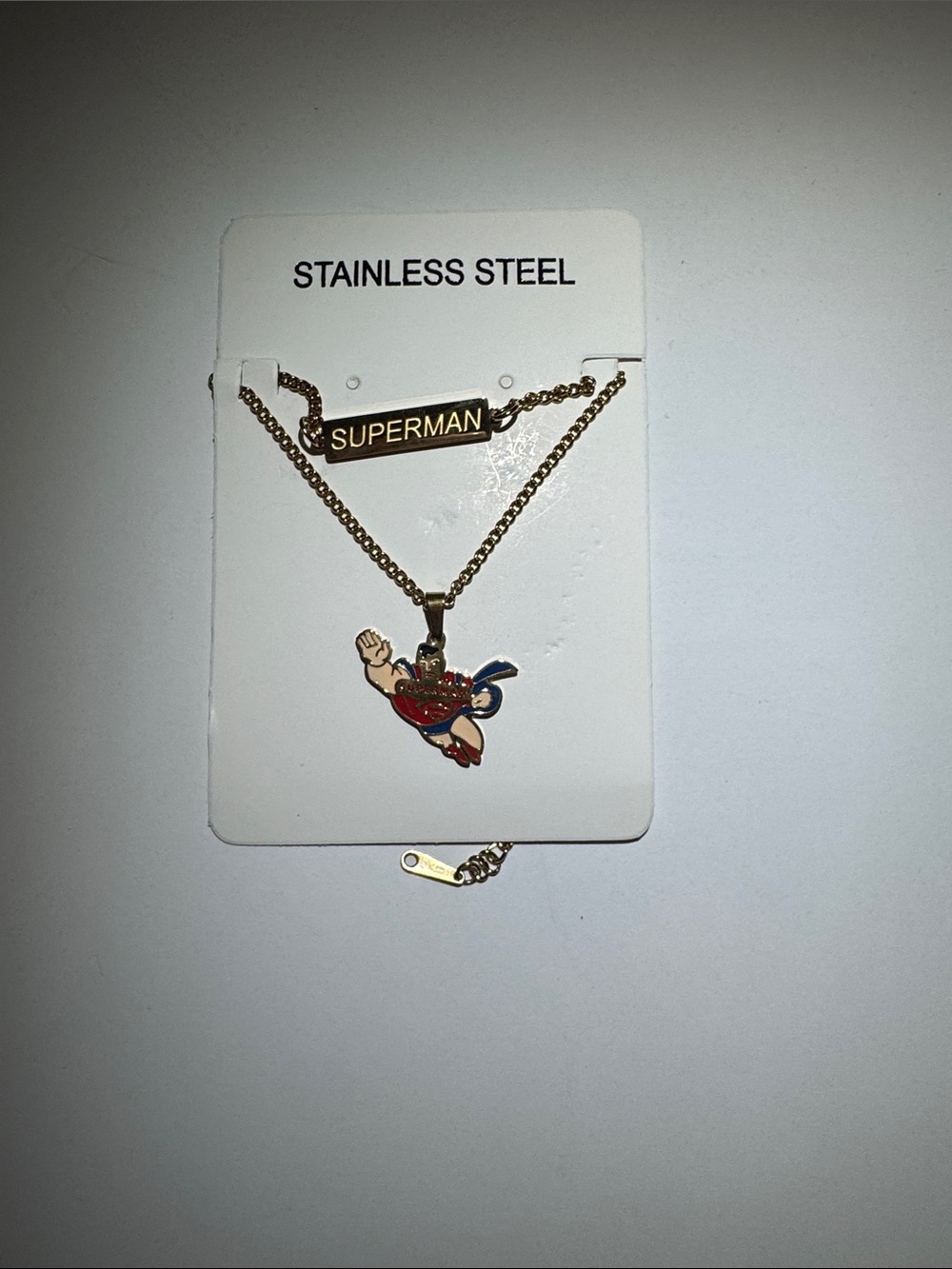 Gold-Tone Superman Kids Necklace and Pendant